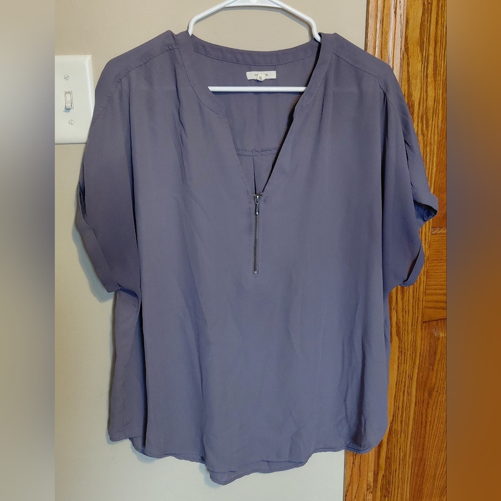 Elegant Purple Zip Blouse